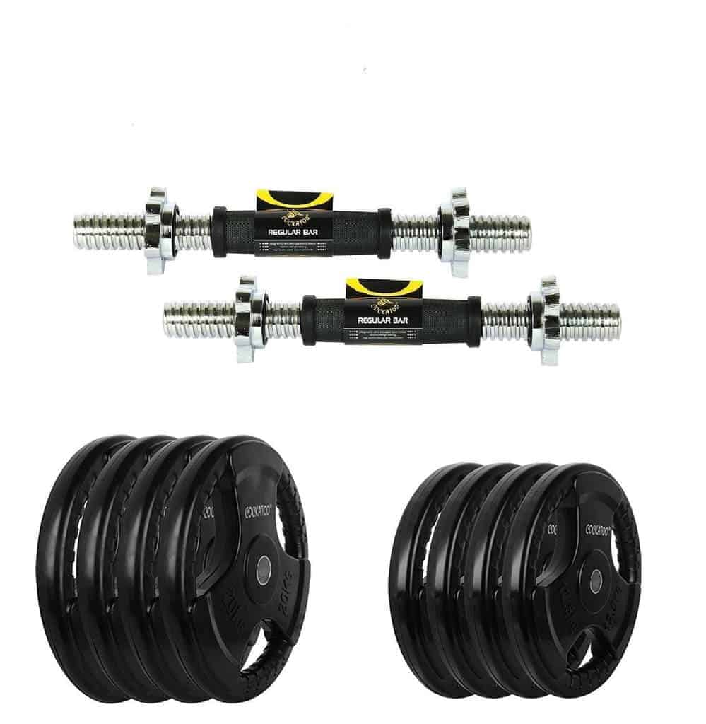 Cockatoo 10 Kg 20 Kg Professional Dumbbells Set with Regular Metal Integrated 31 mm Rubber Plates Dumbbells Kit Home Gym Set