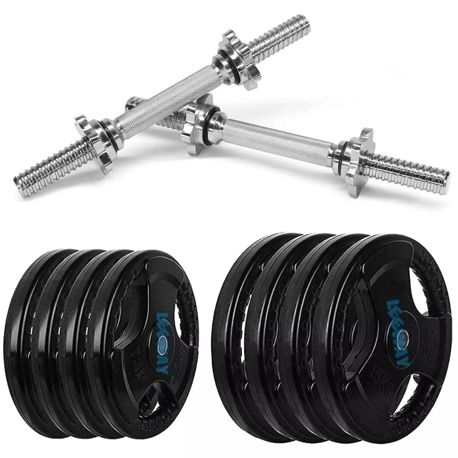 LEEWAY Professional Dumbbell Set with Regular Metal Integrated Olympic Rubber Weight Plates Dumbbells Kit Home Gym Set Quad Rubber Coated Adjustable..