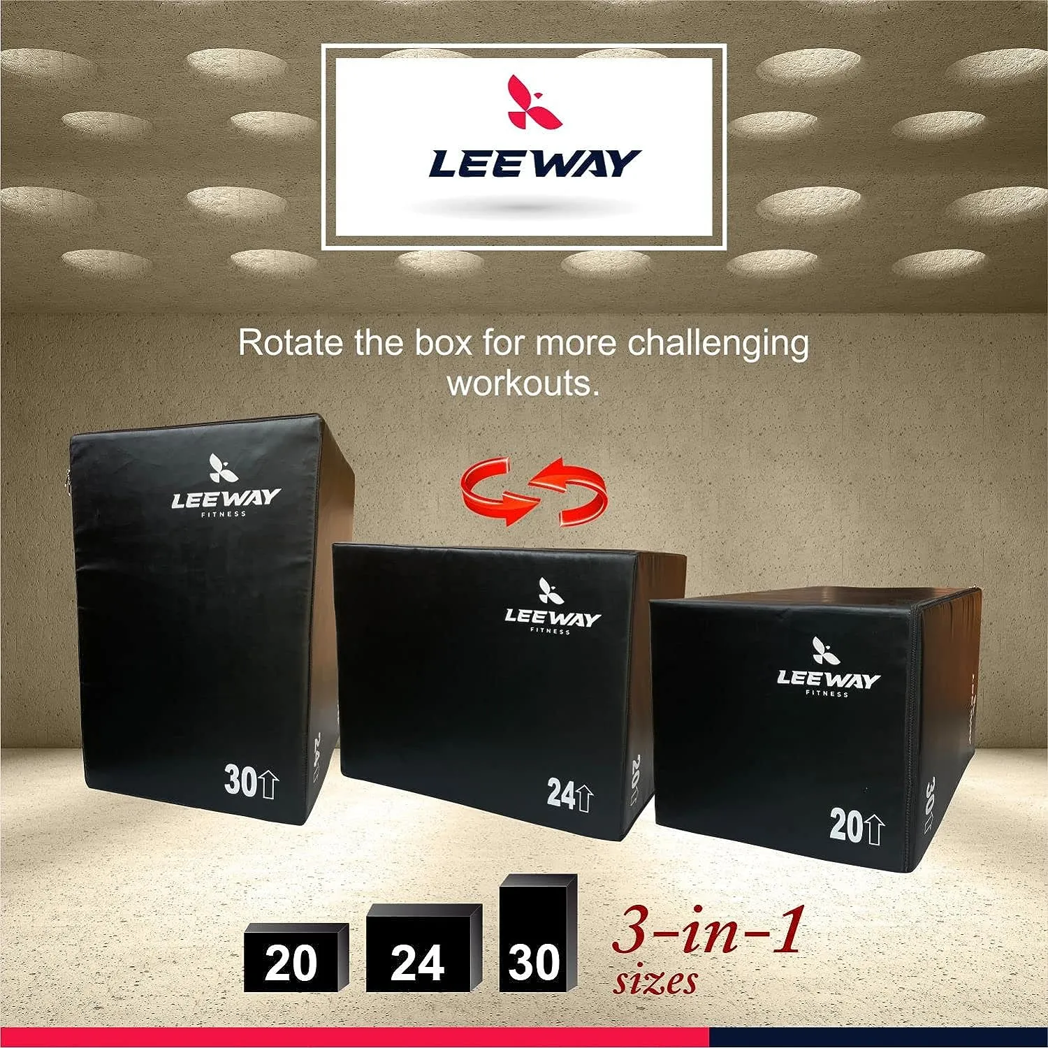 Leeway 3 in 1 20 Inch 24 Inch 30 Inch Foam Plyometric Jump Box for Jumping