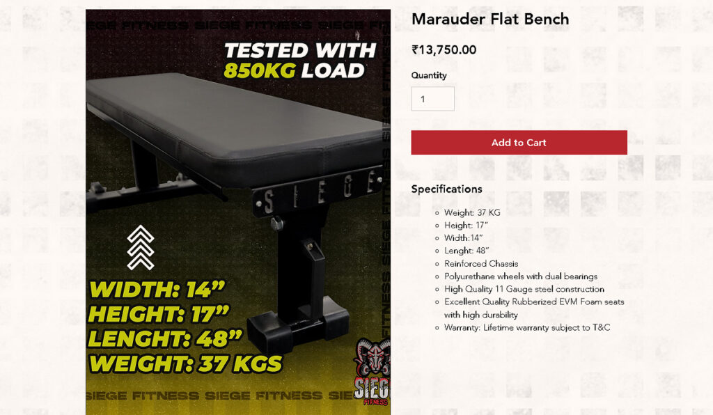 Best Gym Bench for Powerlifting in India (ft. Siege Fitness Flat Bench)